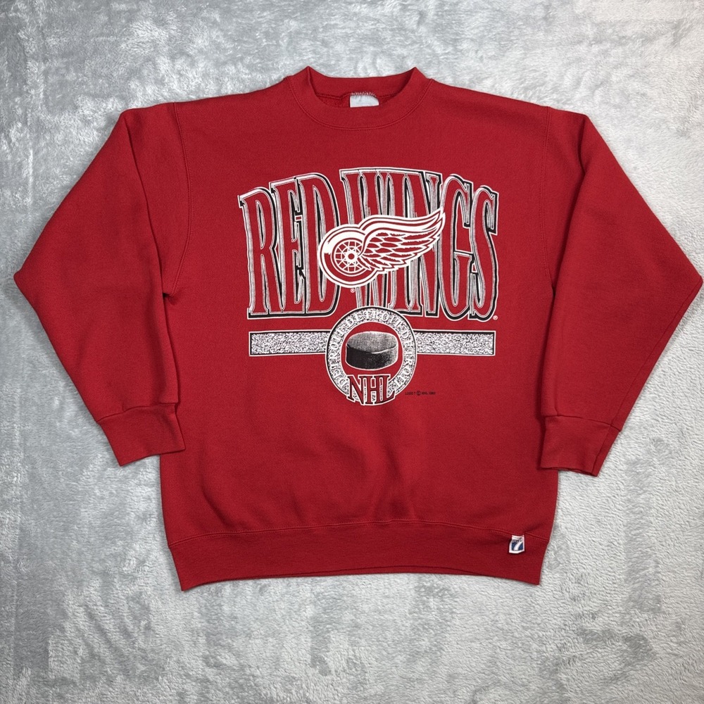 Vintage Detroit Red Wings Sweatshirt Men XL‎ Red Logo 7 Big Graphic Hockey NHL